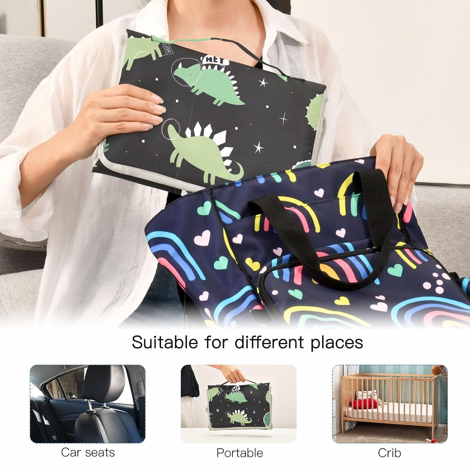 Cambiador portátil de dinosaurios, astronautas, cambiador de pañales de viaje para bebé, tapete plegable para pañales para recién nacidos, regalos