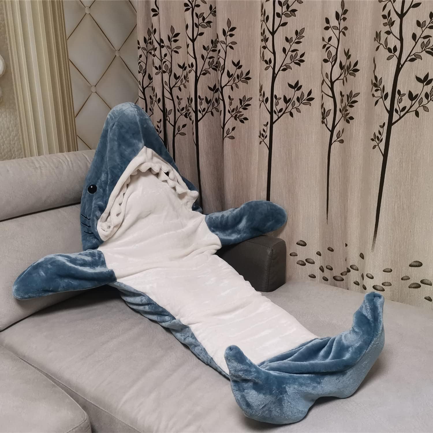 Manta de tiburón para adultos y niños  Manta con capucha de tiburón, saco de dormir de tiburón, linda y divertida sudadera con capucha de franela de
