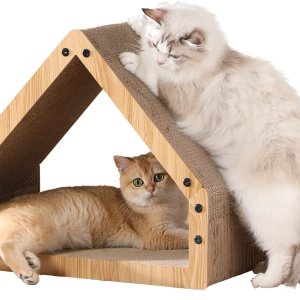 FUKUMARU Casa rascador para gatos, diseño de cartón acogedor, seguro y seguro para gatitos, ecológico, superficie biselada de 16.14 pulgadas, FUKUMARU Casa rascador para gatos, diseño de cartón acogedor, seguro y seguro para gatitos, ecológico, superficie biselada de 16.14 pulgadas,