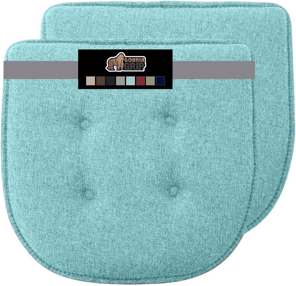 Gorilla Grip Juego de 2 cojines de espuma viscoelástica copetudos para silla, cómodos cojines para comedor, respaldo antideslizante, mesa de cocina