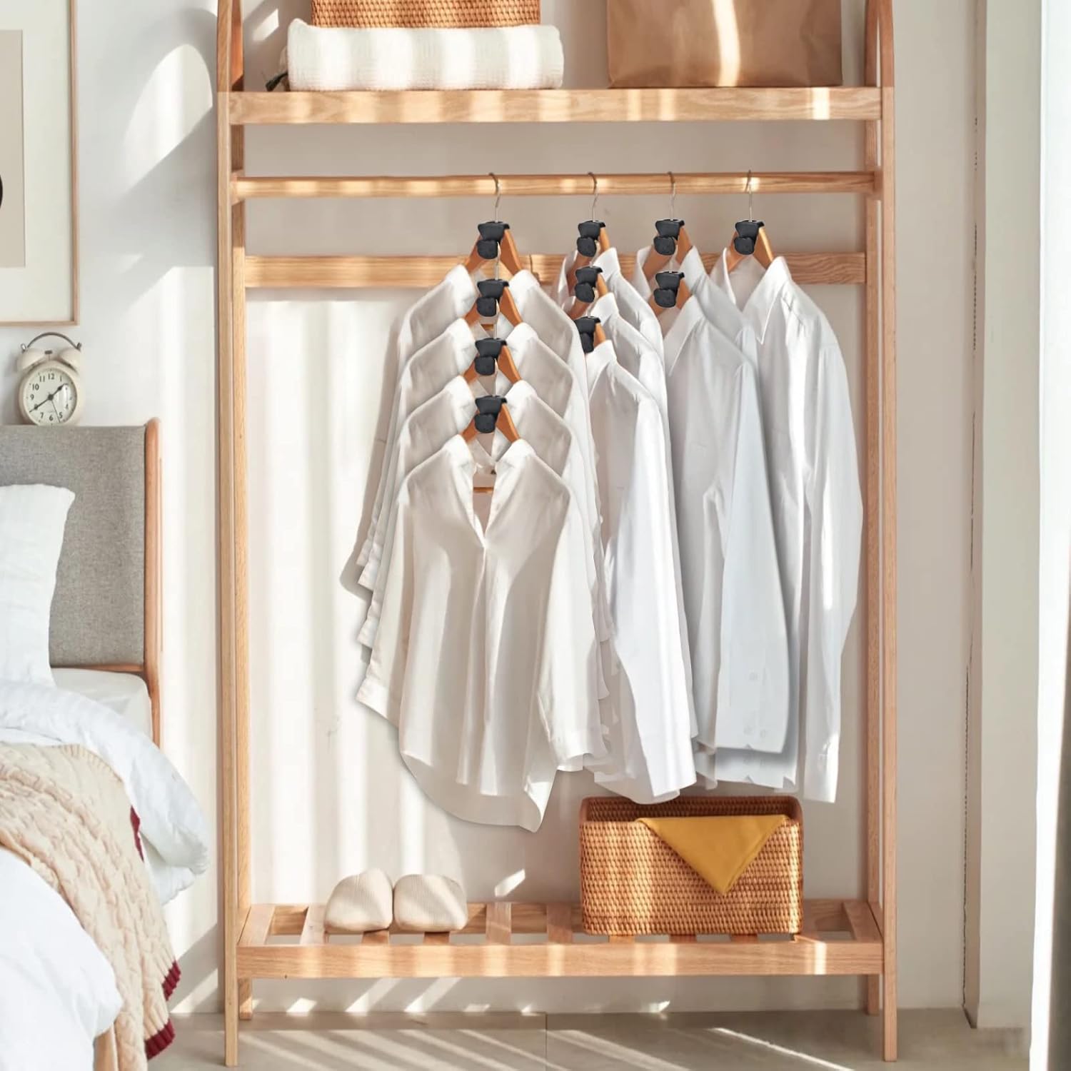 30 perchas que ahorran espacio, ahorran espacio en forma de oso con triángulos para perchas, colgador de ropa de plástico para organizador y