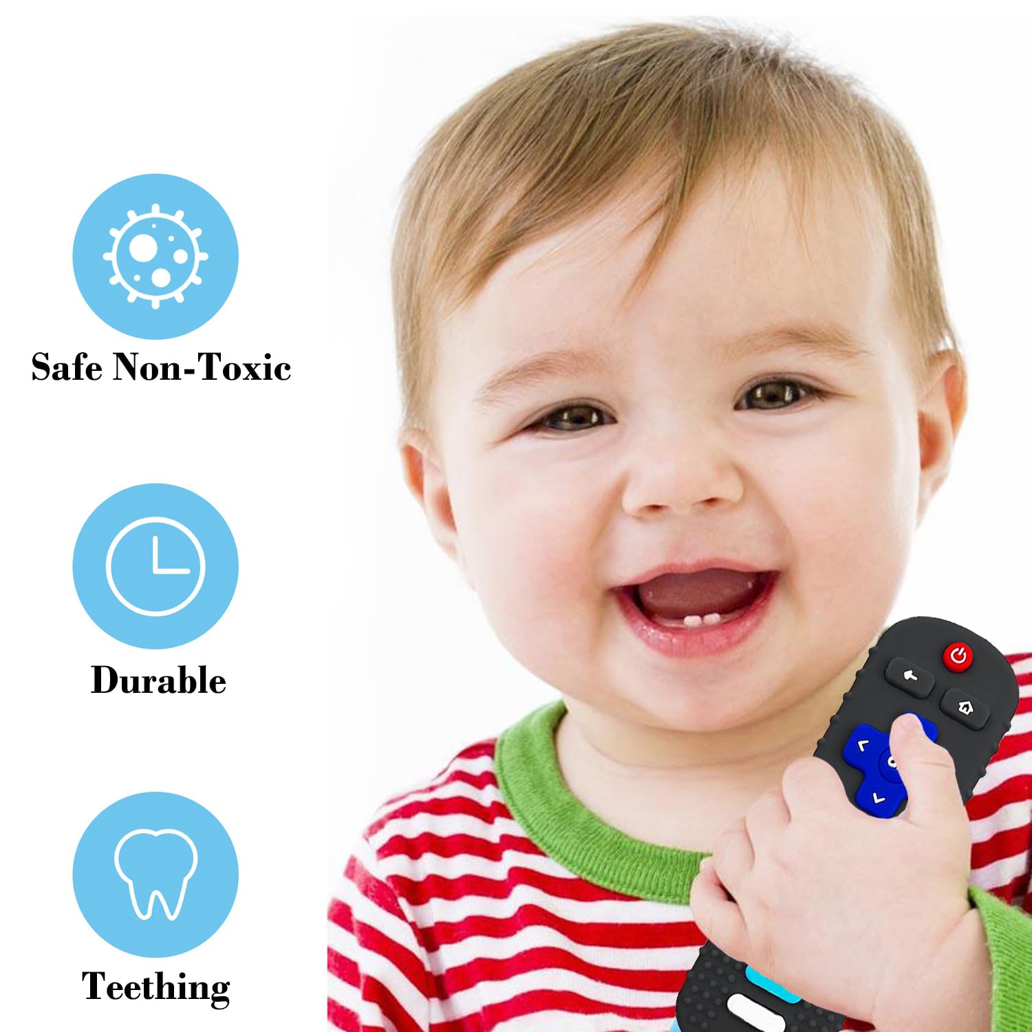 Juguetes de dentición de silicona para bebés, mordedor con control remoto para bebés de 0 a 18 meses, juguetes mordedores para bebés y niños