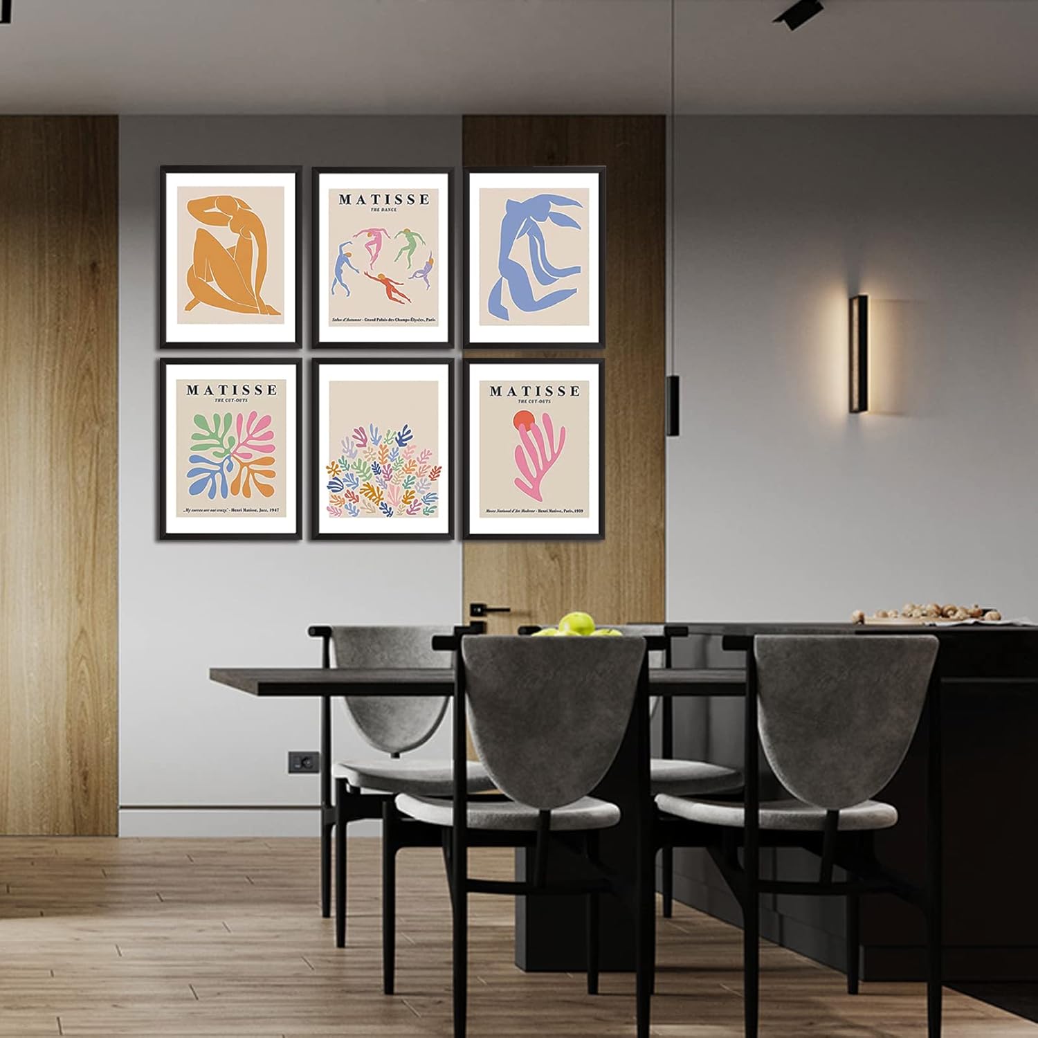 Comfrey Matisse – Juego de 6 pósteres de arte de pared, minimalista, arte de pared danés, pastel, estético, decoración de habitación para sala de