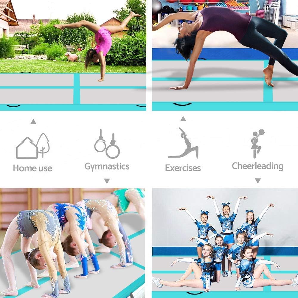 Colchoneta inflable de gimnasia de 10 pies, 13 pies, 16 pies, 20 pies, con bomba para gimnasio, hogar, yoga, entrenamiento, niños, deportes,