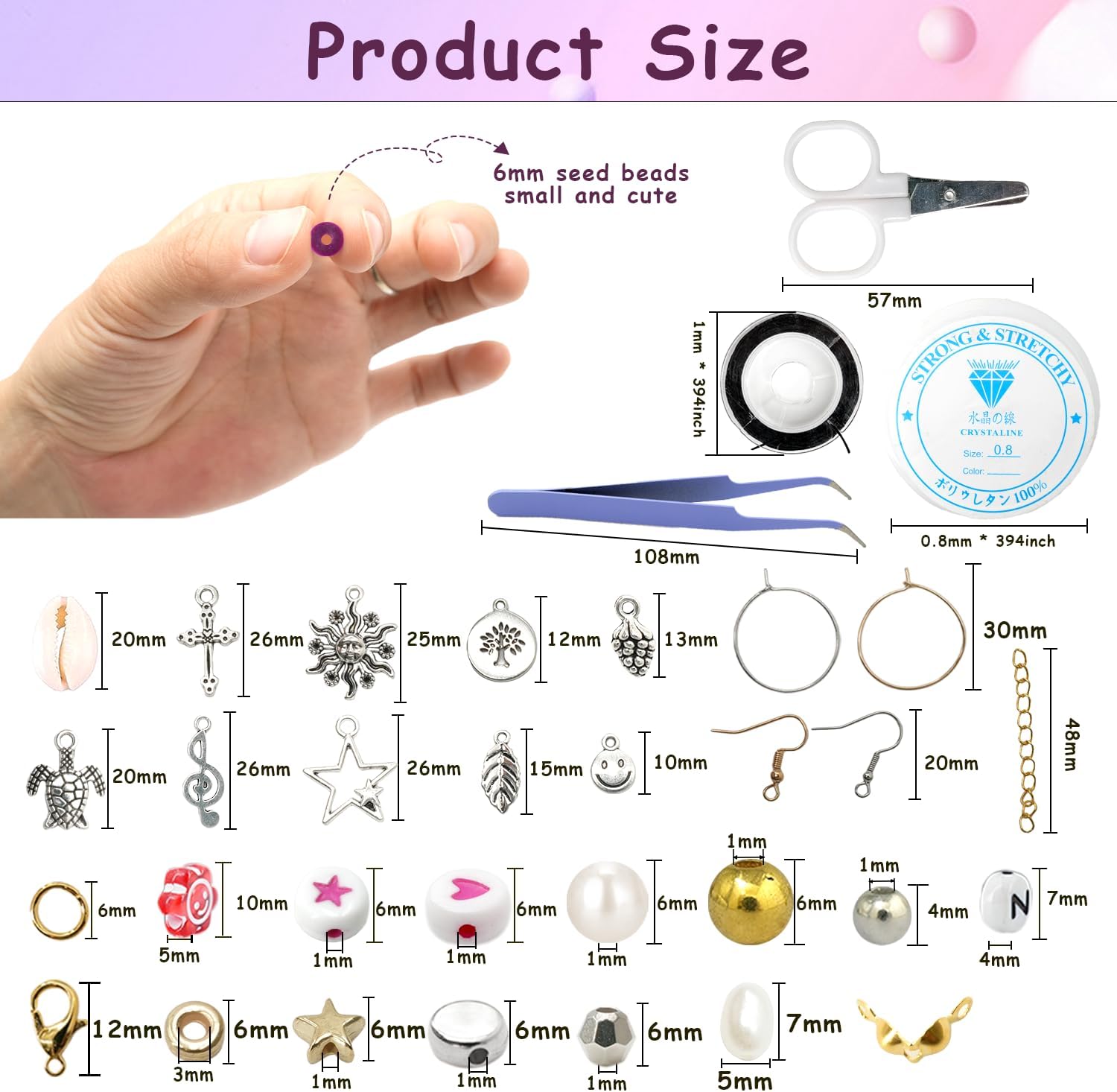 Woixiow Cuentas de arcilla, 5500 cuentas de arcilla polimérica para hacer pulseras, cuentas de arcilla de 28 colores para kit de fabricación de