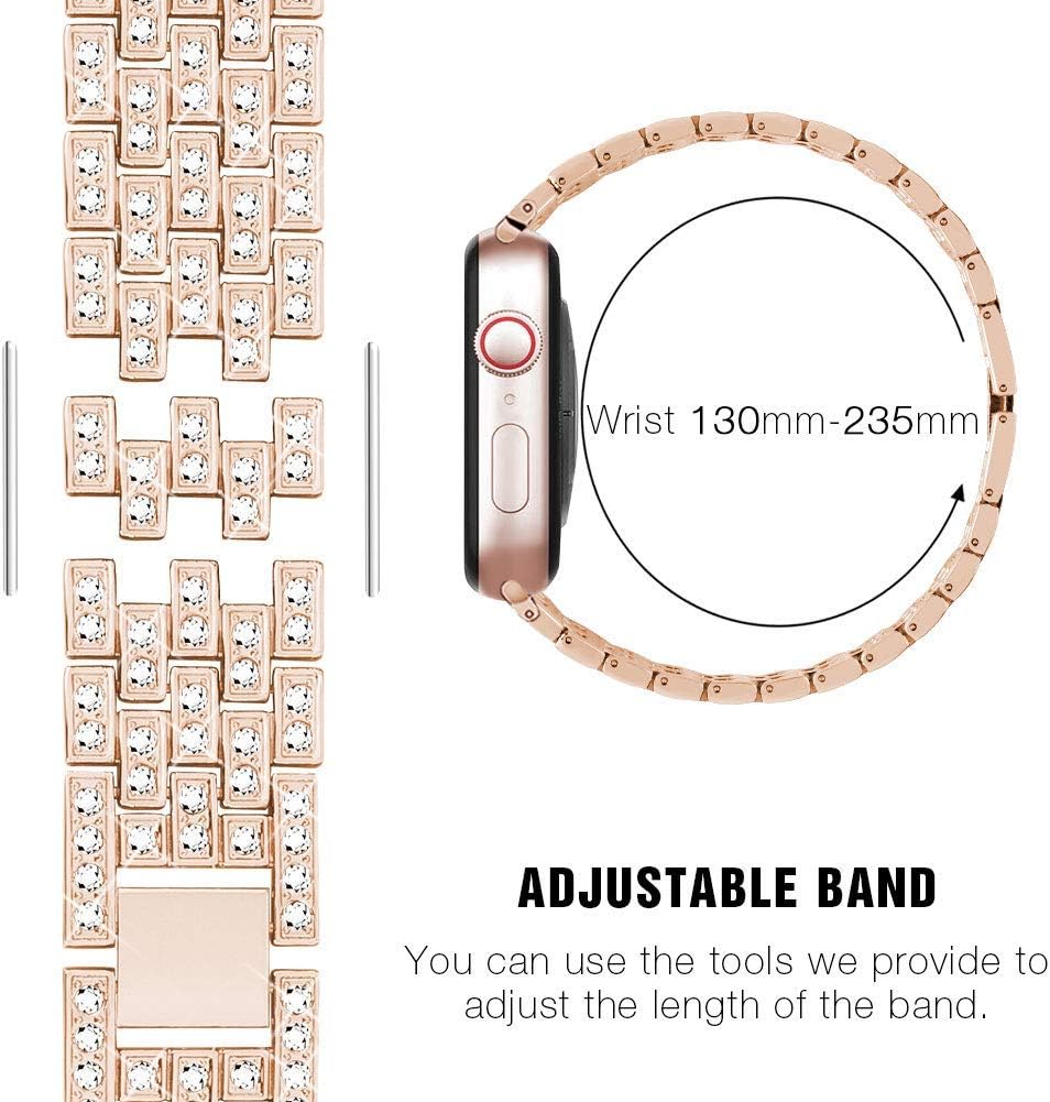 Correa de reloj compatible con Apple Watch Band de 38 mm, con cubierta protectora con diamantes de imitación, con funda protectora para iWatch