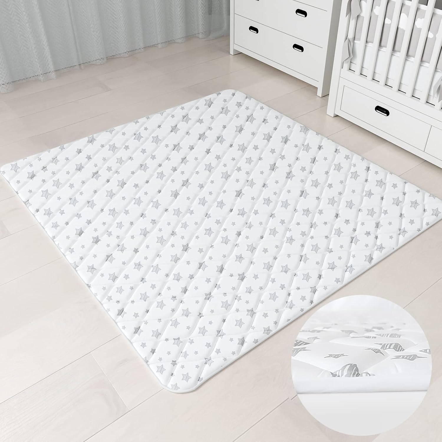 Tapete de juego de espuma prémium para bebé de 47 x 47 pulgadas, tapete de una sola pieza antideslizante acolchado para bebé para jugar 47 x 47