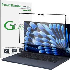amFilm Protector de pantalla de vidrio templado diseñado para MacBook Air de 15 pulgadas (chip M2, lanzado en 2023) cero burbujas dureza 9H amFilm Protector de pantalla de vidrio templado diseñado para MacBook Air de 15 pulgadas (chip M2, lanzado en 2023) cero burbujas dureza 9H