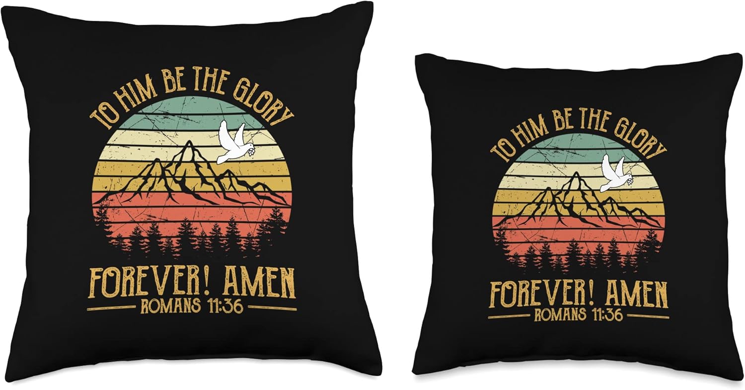 To Him Be The Glory – Almohada con versículo bíblico Romanos 1136, 18 x 18 pulgadas, multicolor