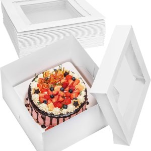 15 cajas para pasteles, 12 x 12 x 8 pulgadas, cajas de panadería blancas con ventana, cajas grandes para hornear con 80 calcomanías para tartas, 15 cajas para pasteles, 12 x 12 x 8 pulgadas, cajas de panadería blancas con ventana, cajas grandes para hornear con 80 calcomanías para tartas,