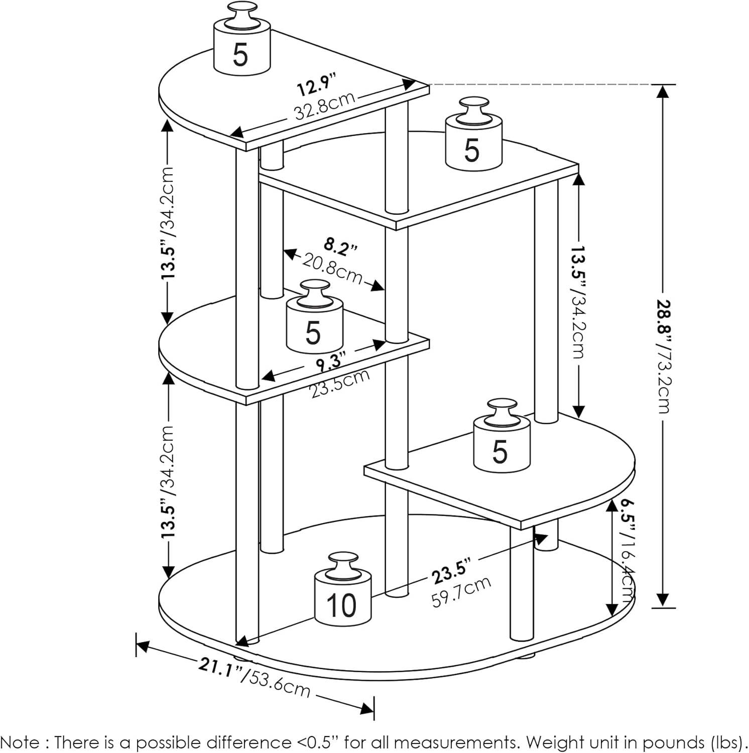 Furinno Celuka – Soporte de 4 niveles para plantas de interior y exterior, estante de esquina para múltiples plantas, blancoblanco virgen