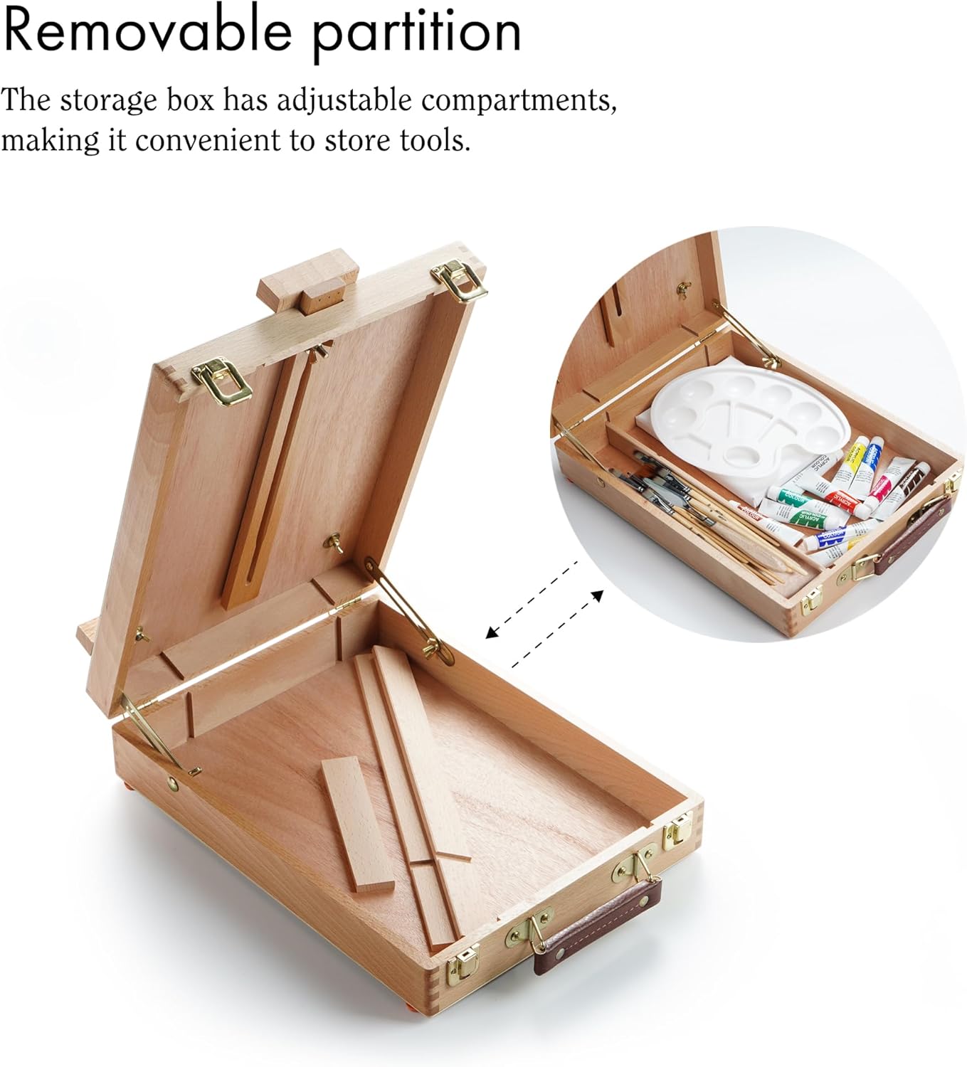ARTIFY – Juego de caballete de caja de bocetos de mesa, caballete de artista de escritorio con pinturas acrílicas de 12 colores, 13 pinceles, 4