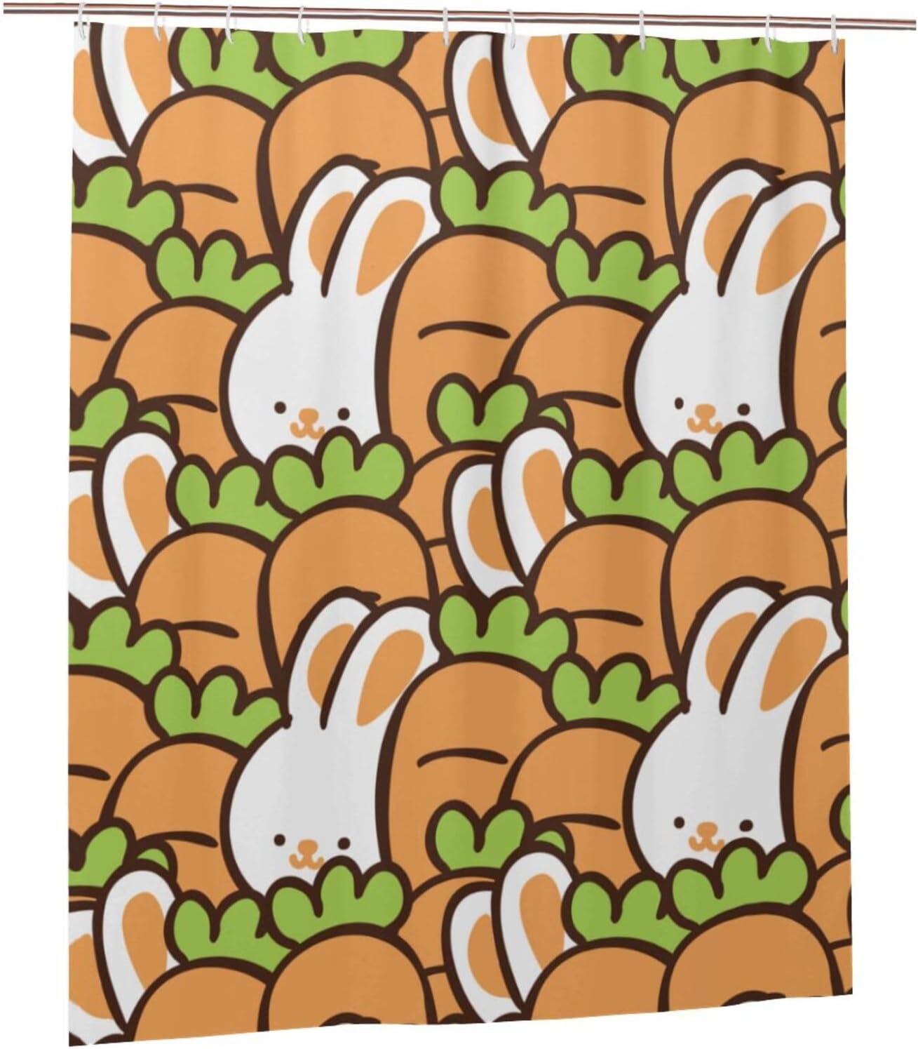Cartoon Rabbit Carrot Plastic Shower Curtain Liner 60x72in Extra Long Shower Curtains for Bathroom Clearance Set with Hooks Cortinas De BañO,