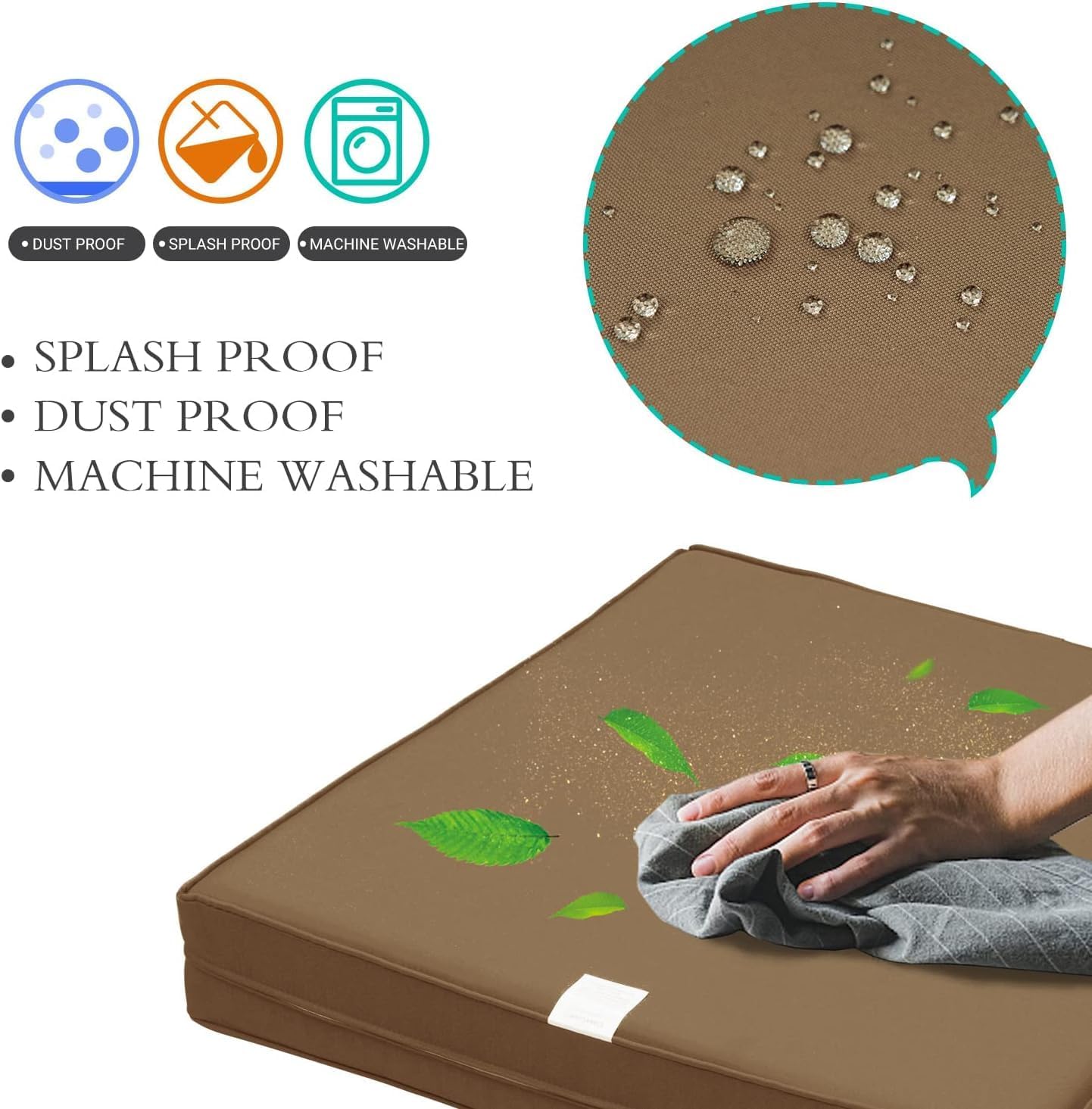 Juego de 2 fundas de repuesto para cojines de asiento de patio al aire libre para sofá seccional, silla, muebles, asientos, a prueba de