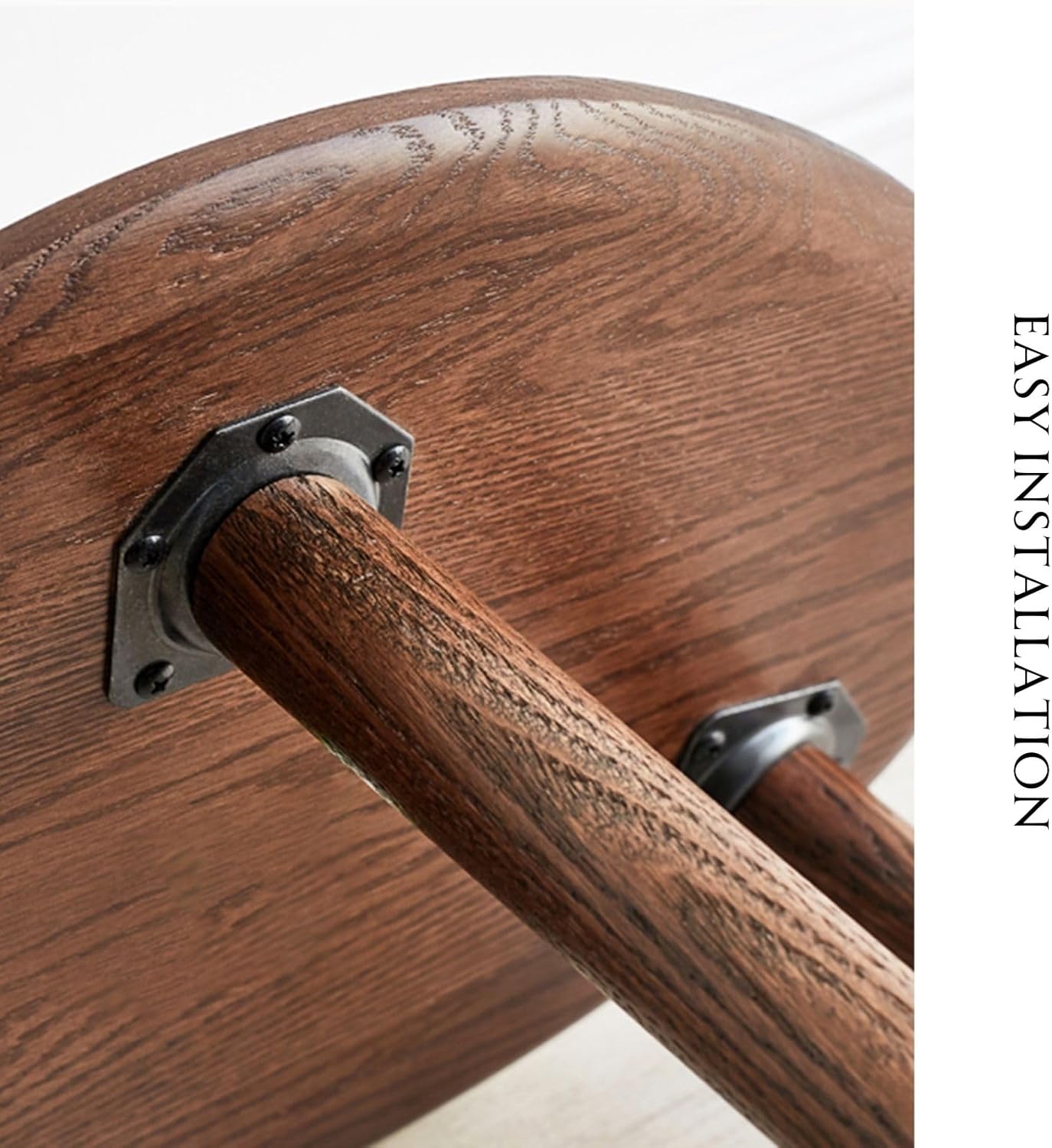 Wayshome Mesa auxiliar anidable 100% de madera de roble macizo, moderna mesa auxiliar ovalada de mediados de siglo, mesa auxiliar redonda para sala