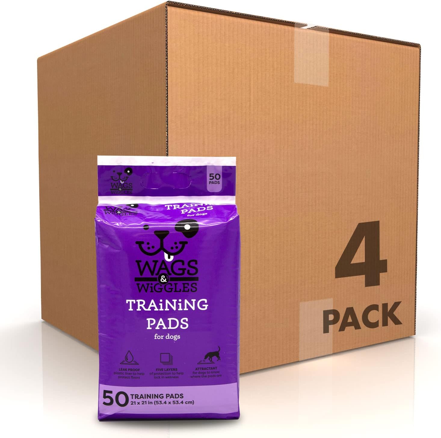 Wags & Wiggles FF9573PCS4 – Almohadillas de entrenamiento para perros, 50 unidades, paquete de 4 unidades, almohadillas de entrenamiento para perros