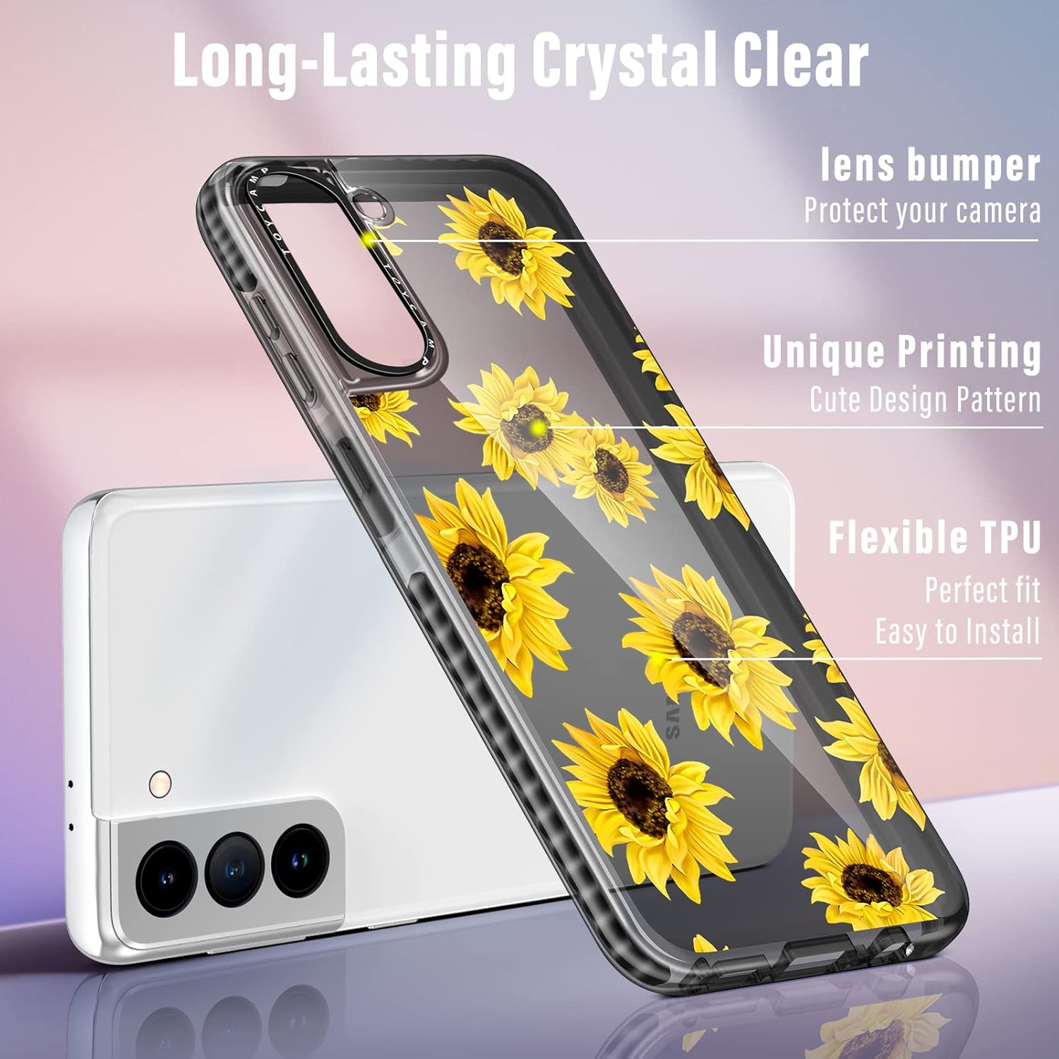 Toycamp Funda para Samsung Galaxy S21 FE 5G para mujer, diseño femenino de girasol, bonito diseño floral de flores, para niñas y adolescentes, (6.4