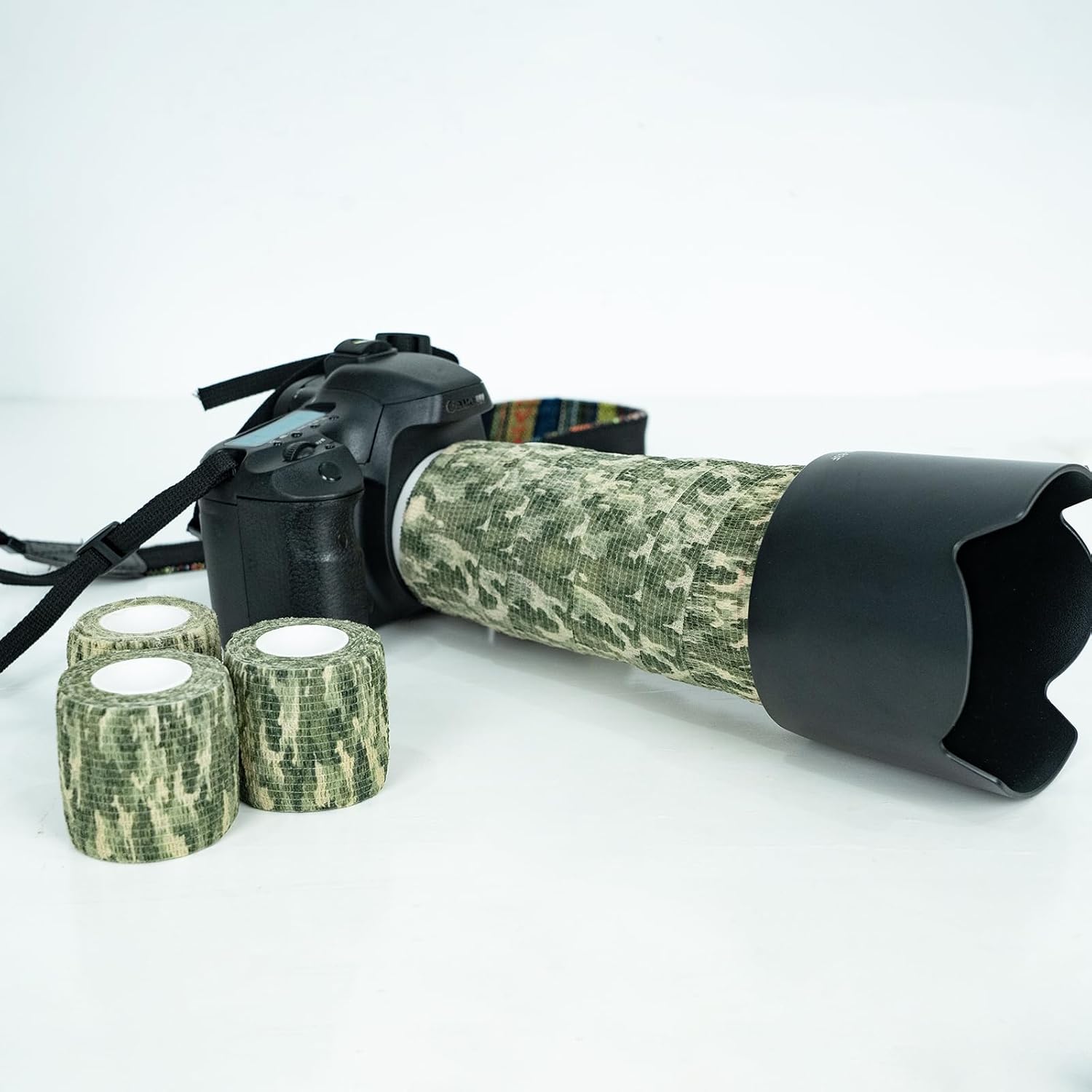 LOOGU Cinta adhesiva de camuflaje con forma de camuflaje no tejida para linterna de cámara (2.0 pulgadas x 14.76 pies)