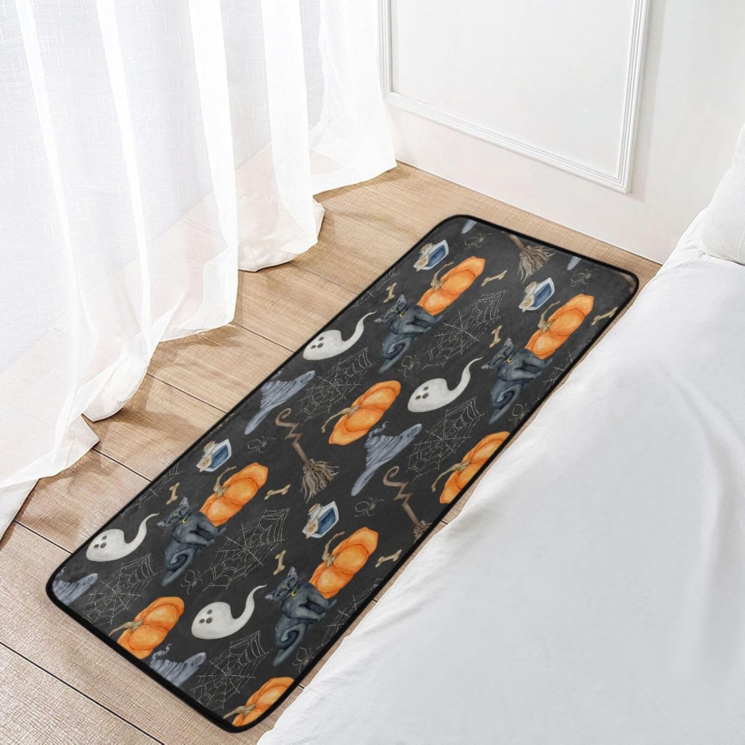 Alfombra de cocina de calabaza de Halloween, lavable, antideslizante, antifatiga, tapete acolchado de espuma viscoelástica para el suelo de la