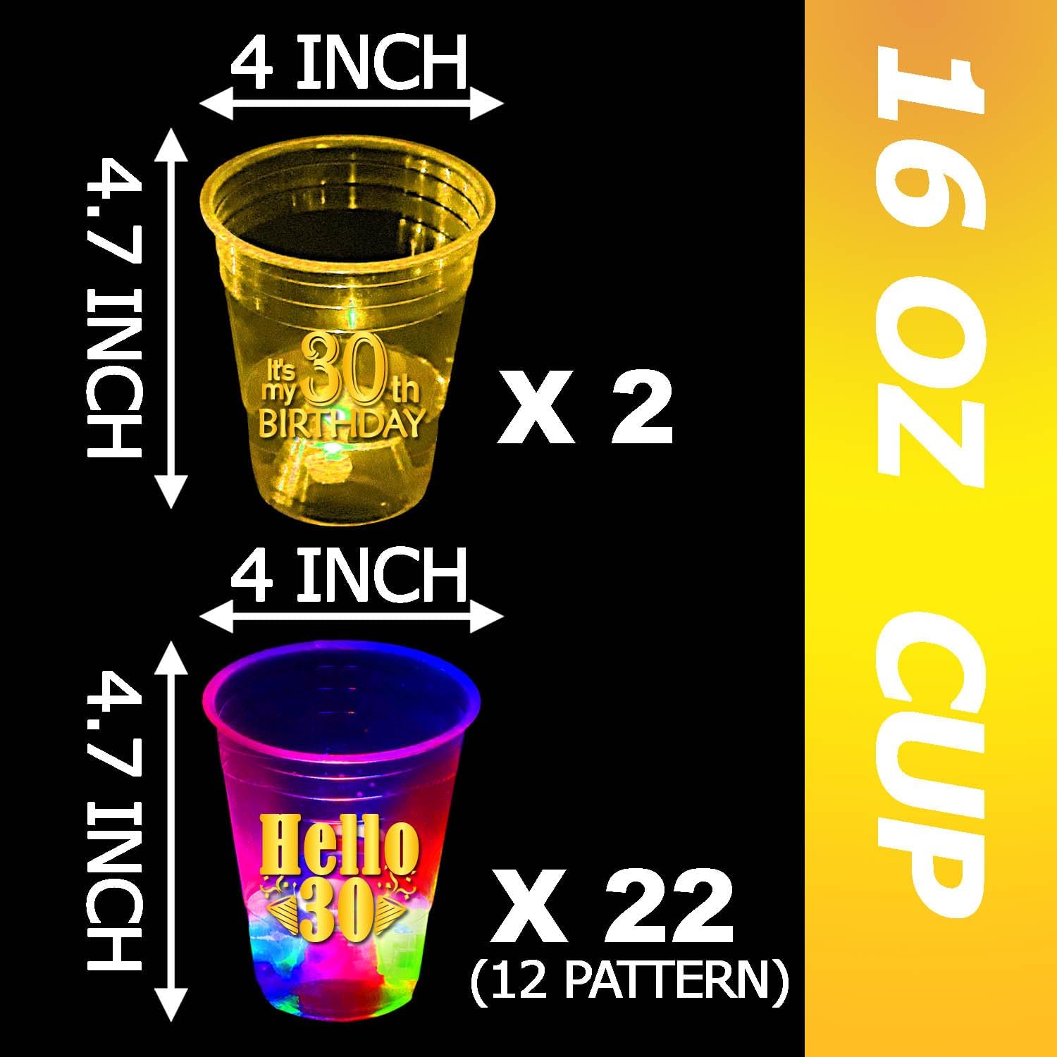 mishunyus 24 piezas de decoraciones brillantes para cumpleaños de 30 años para mujereshombres, suministros de fiesta de cumpleaños, tazas de fiesta