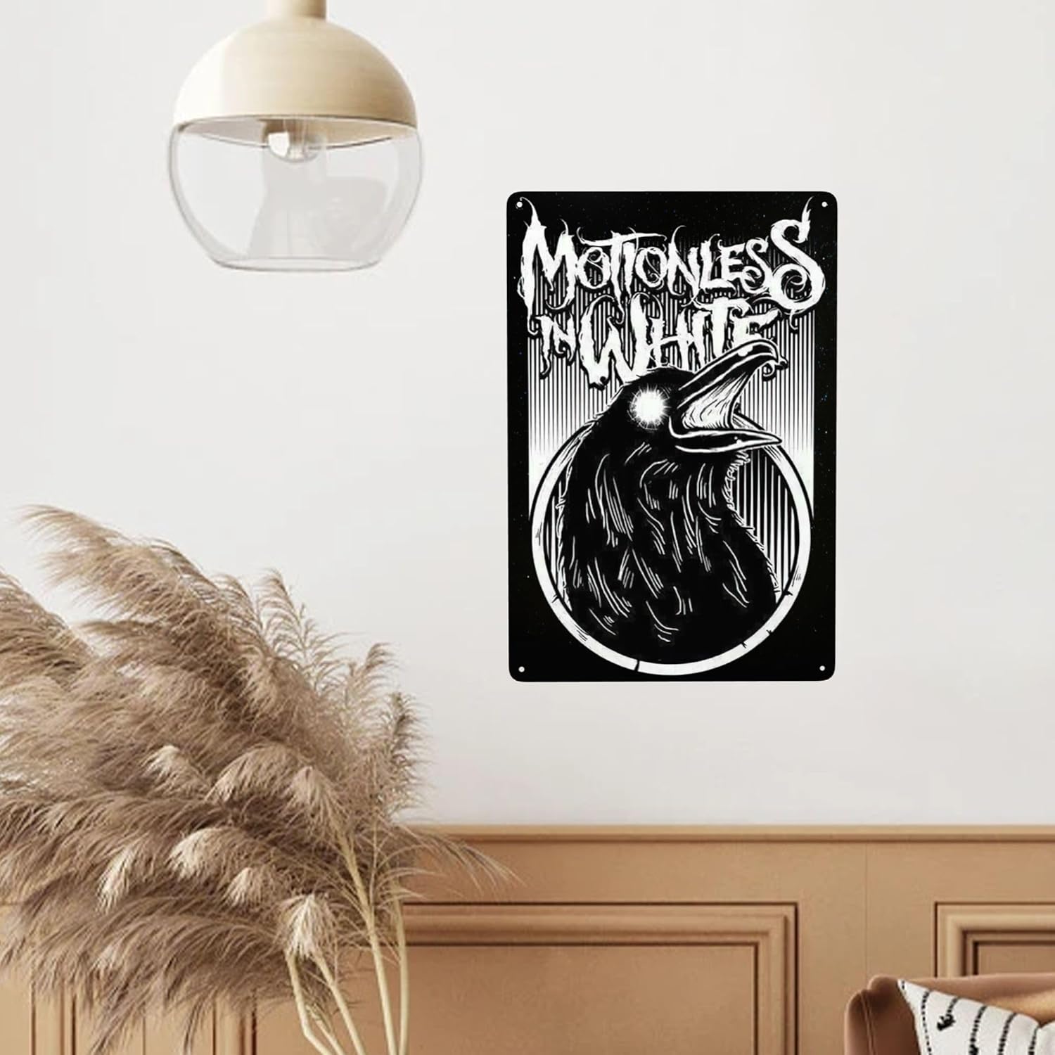 CASDAEL Motionless Music In Band – Letrero de metal vintage blanco para decoración de pared, pósteres artísticos para el hogar, sala de estar, café,