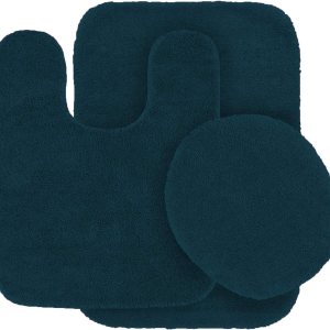 Better Home Style Juego de alfombras de baño de 3 piezas, tapete de contorno y cubierta de tapa, antideslizante, con parte trasera de goma, color Better Home Style Juego de alfombras de baño de 3 piezas, tapete de contorno y cubierta de tapa, antideslizante, con parte trasera de goma, color