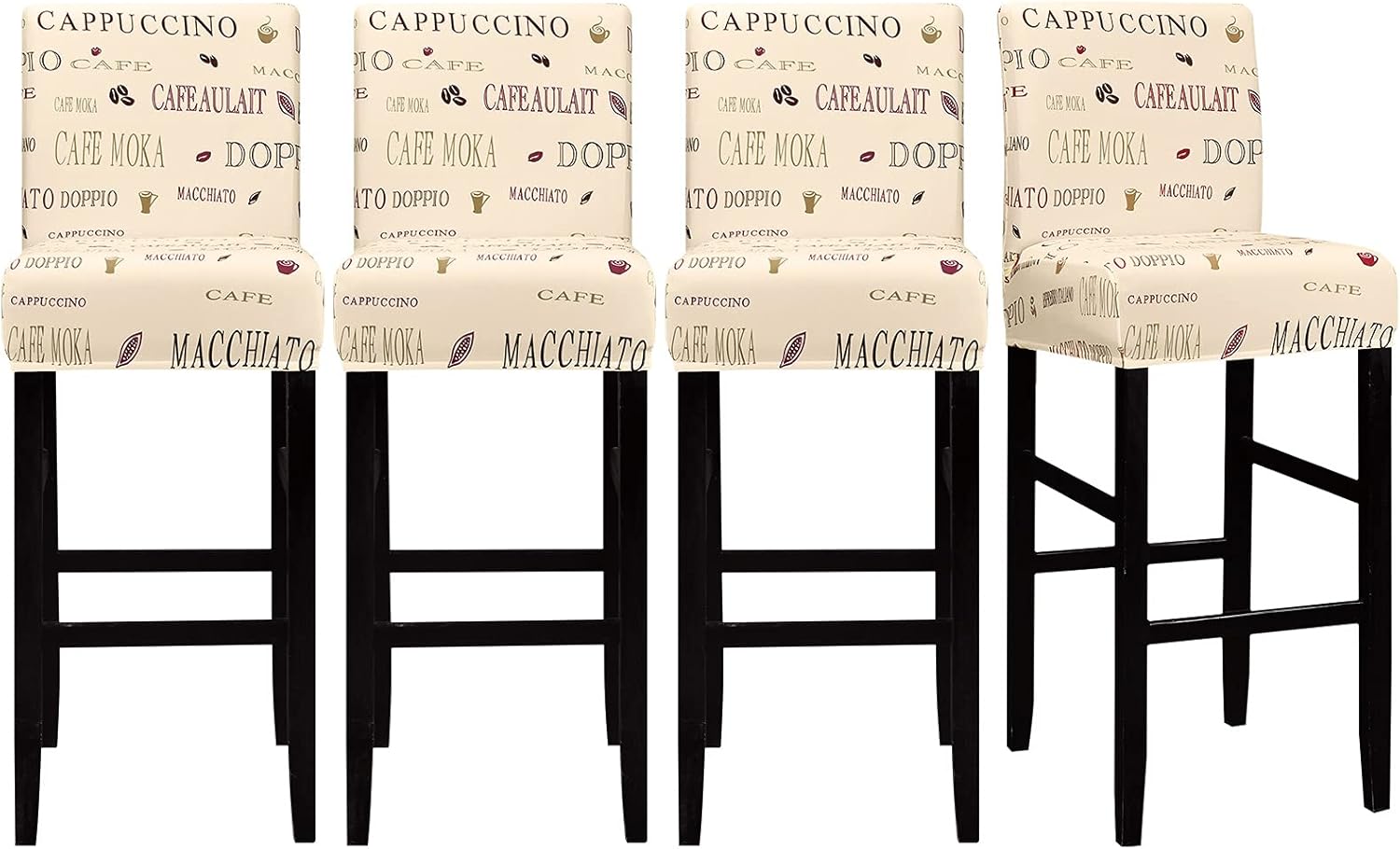 Lellen Funda para taburete de silla de bar jacquard  Paquete de 4 fundas elásticas para silla de comedor giratoria corta, sillas laterales de altura