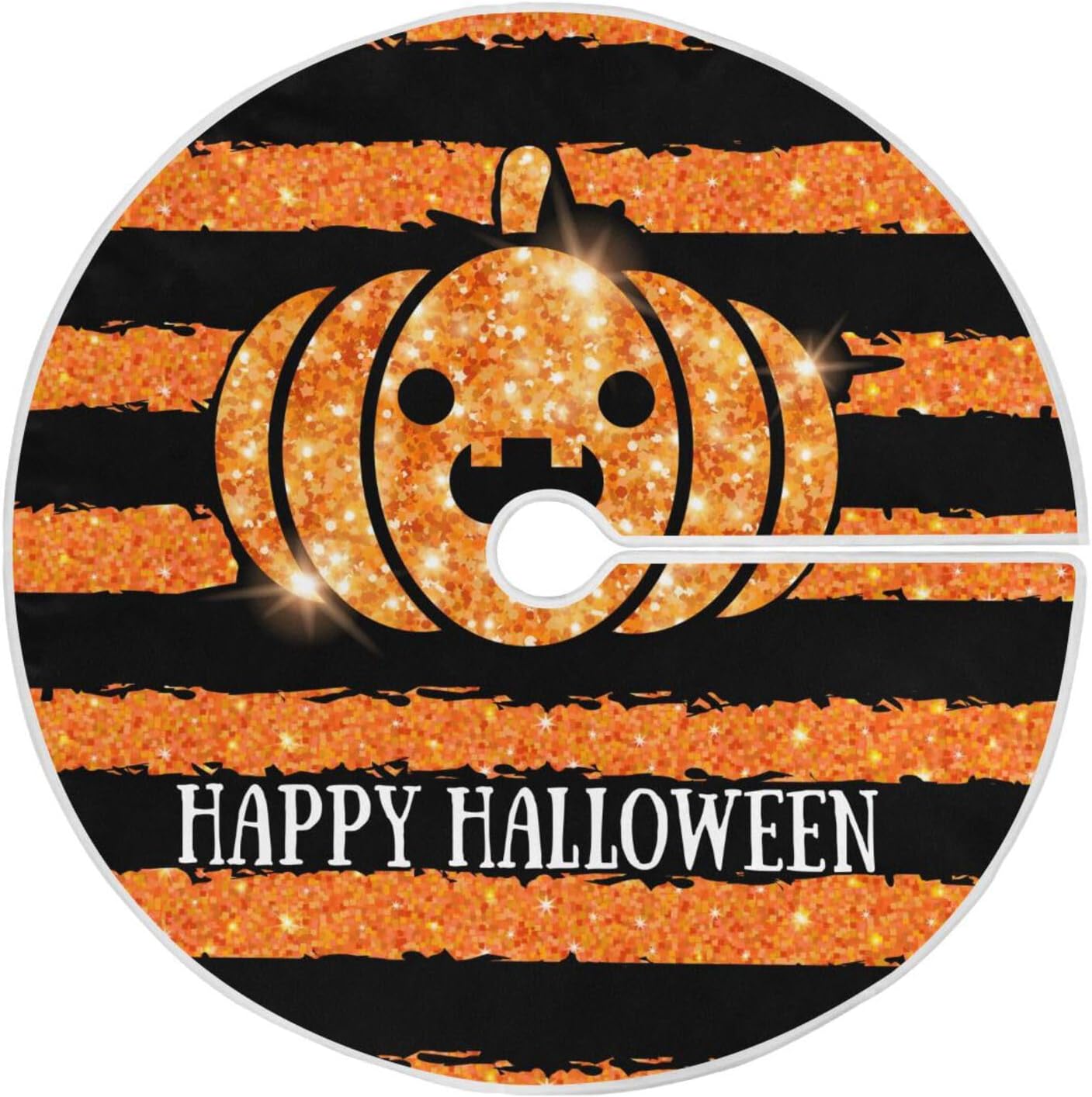 Glitter Pumpkin Striped Treeskirt, Christmas Decoration, 47.2 in Washable Tree Skirt, Fall Decor