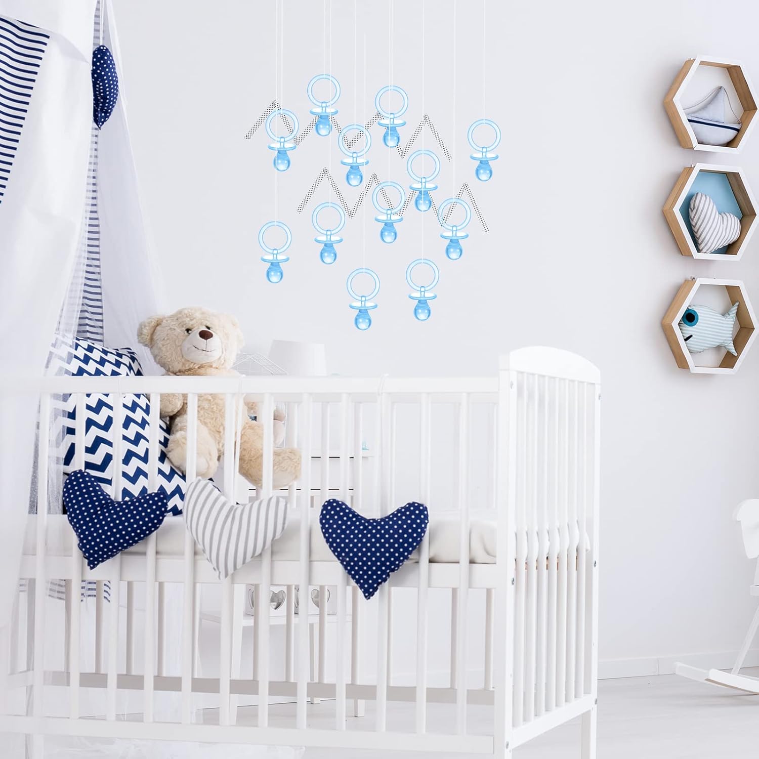 60 chupones de baby shower, collar acrílico para bebé, regalos de fiesta, chupetes con dije para niñas, niños, baby shower, decoración de fiesta,