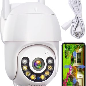 Cámaras de seguridad al aire libre, 1080P HD 360 View Pan Tilt Cámaras WiFi para seguridad del hogar, audio bidireccional, detección de movimiento, Cámaras de seguridad al aire libre, 1080P HD 360 View Pan Tilt Cámaras WiFi para seguridad del hogar, audio bidireccional, detección de movimiento,