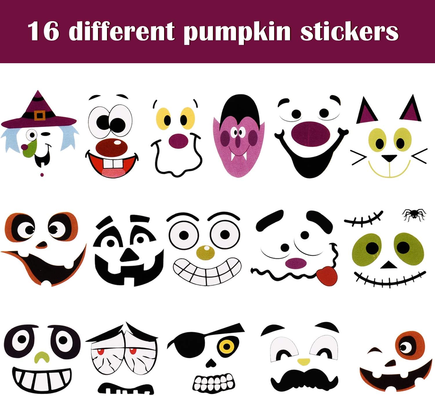 Kit de 32 piezas de manualidades de calabaza de espuma de Halloween y calcomanías de espuma de calabaza, calcomanías autoadhesivas de Halloween para