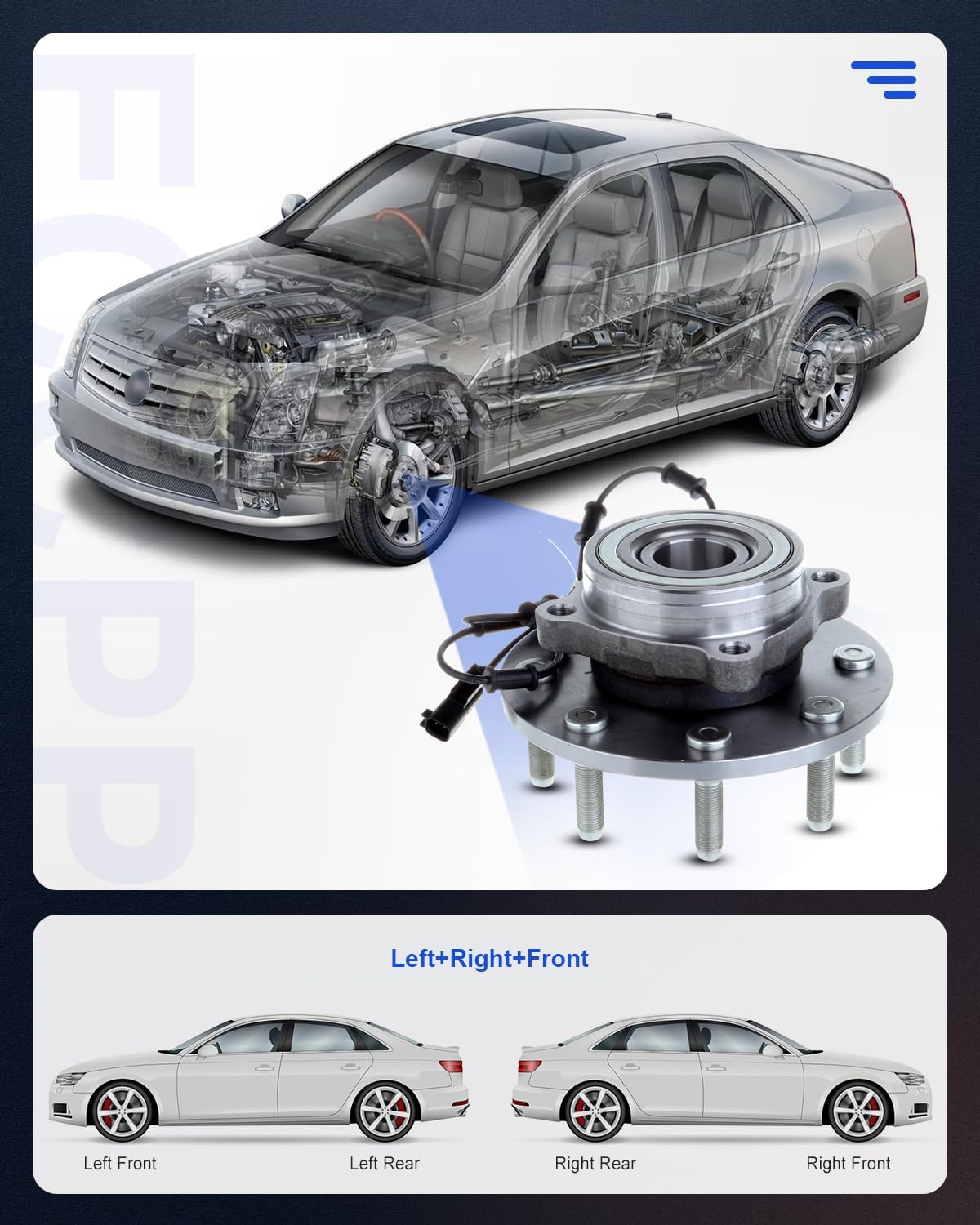 ECCPP Repuesto para par de 2 cojinetes de cubo de rueda delantera 06 07 08 Dodge Ram 2500 3500 1500 4WD 4X4