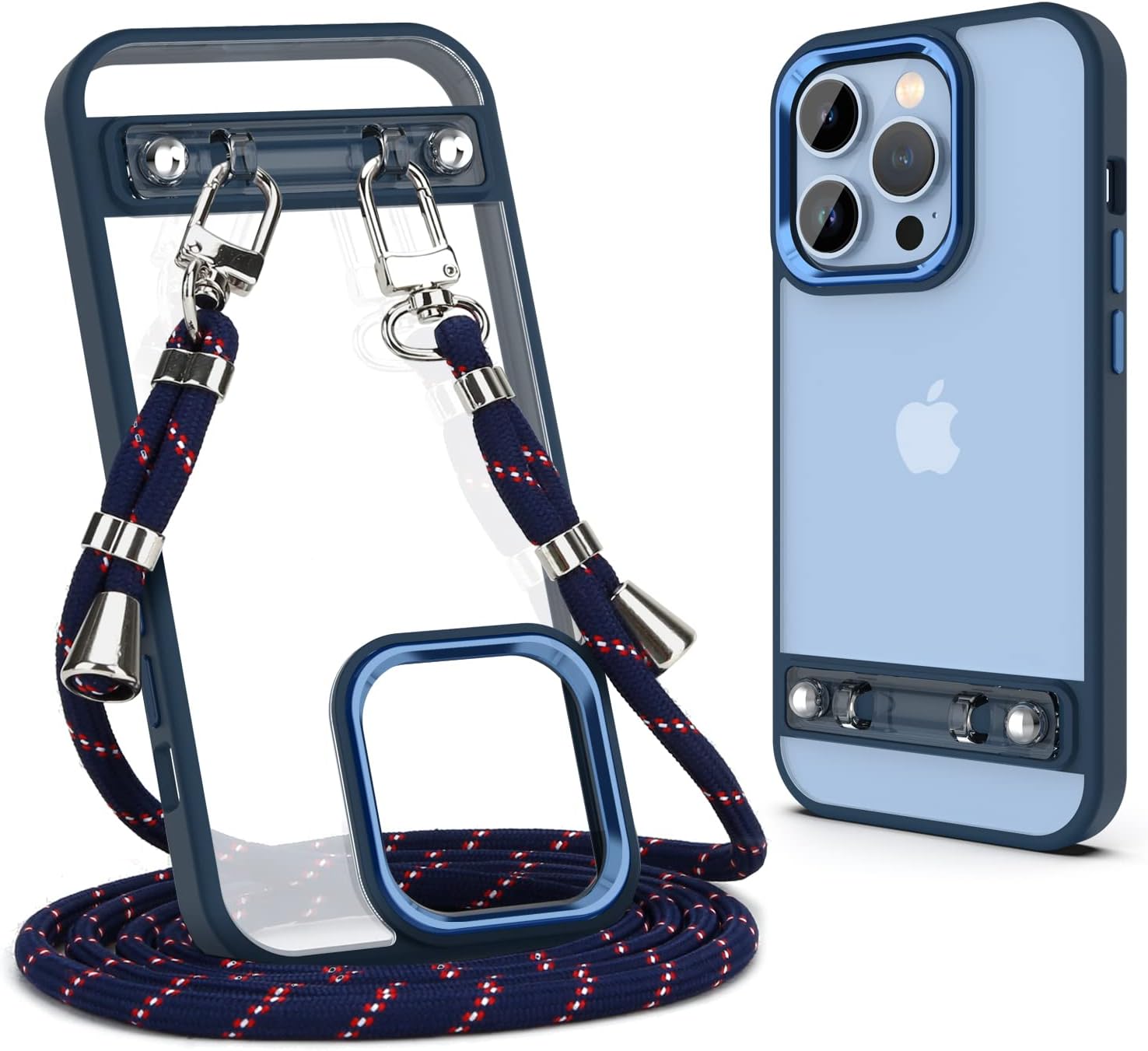 DOB SECHS Funda para iPhone 12 con correa, funda cruzada para iPhone 12 Pro, funda de policarbonato de acrílico duro transparente, funda delgada con