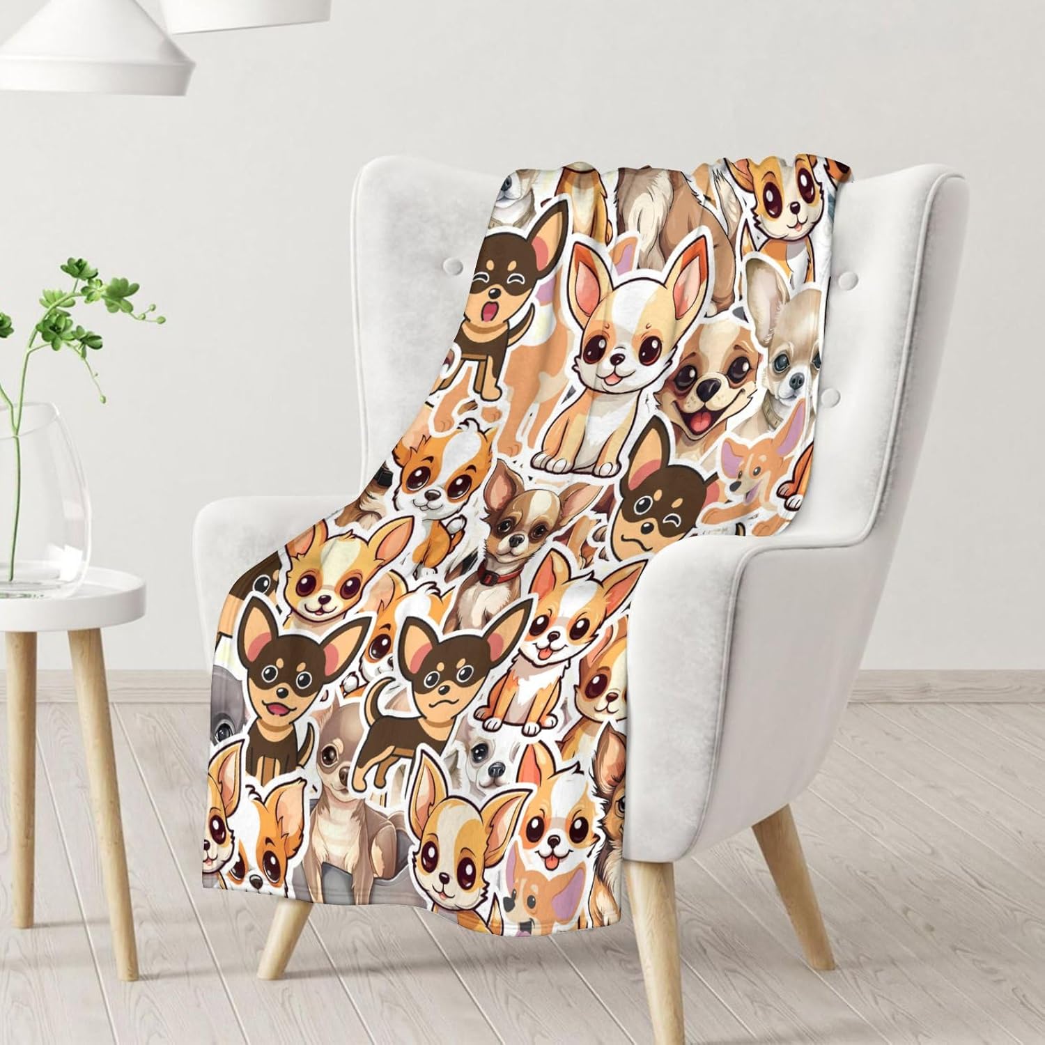 Chihuahua – Manta de regalo de 50 x 60 pulgadas, bonita manta para niños y adultos, mantas suaves y peludas marrones para cama, sofá
