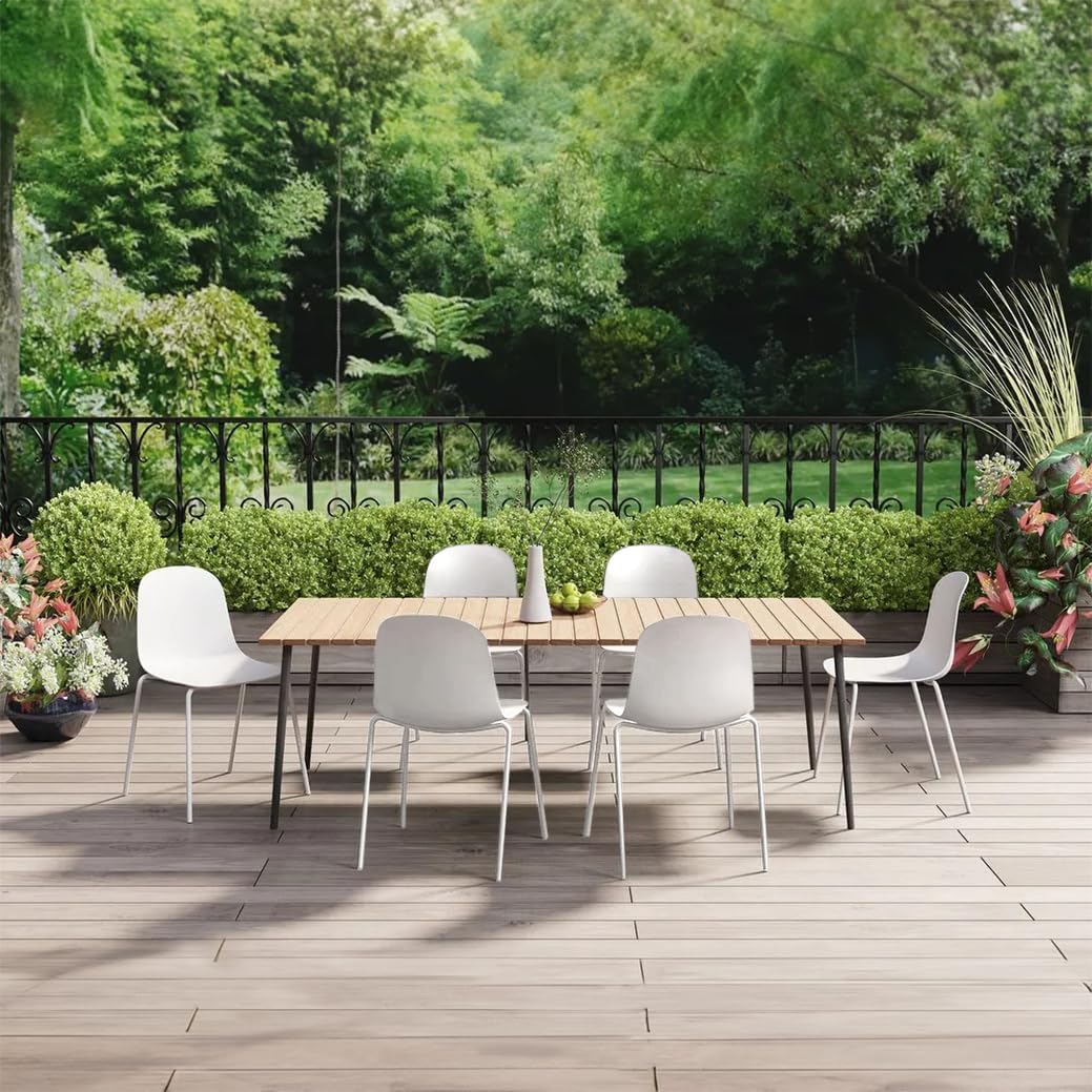 2xhome Juego de 4 sillas apilables contemporáneas modernas de comedor de cocina moldeadas de plástico sin brazos con parte trasera curvada forma