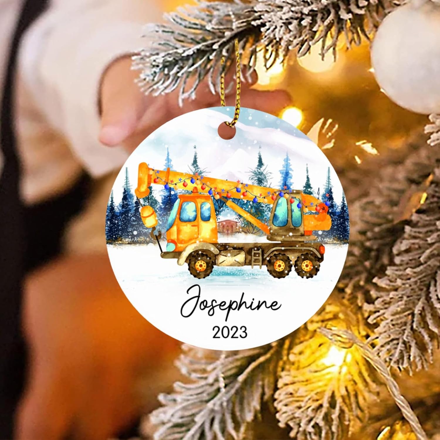 Adorno de Navidad de camión grúa, adorno de Navidad de camión 2024, adornos personalizados para niños, adorno de camión grúa, regalos de Navidad