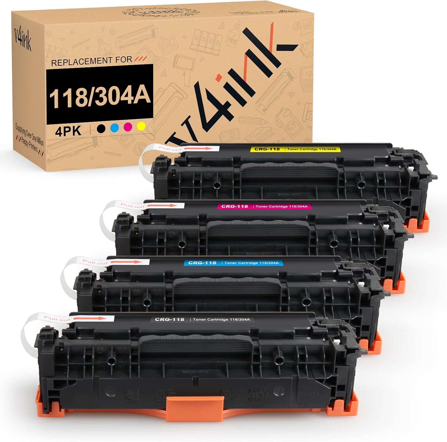 v4ink Cartuchos de tóner remanufacturados de repuesto para Canon 118 crg-118 CRG118 HP 304A Toner para Canon ImageClass MF726Cdw MF8350CDN MF8580Cdw
