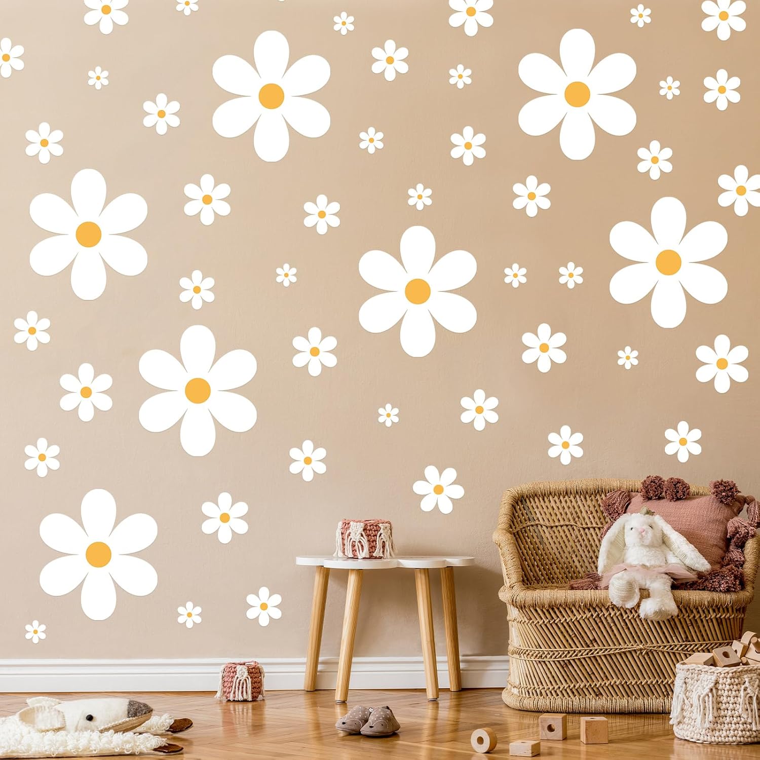 165 piezas de 15 hojas de calcomanías de pared de margaritas grandes con flores de primavera, calcomanías de vinilo para despegar y pegar,