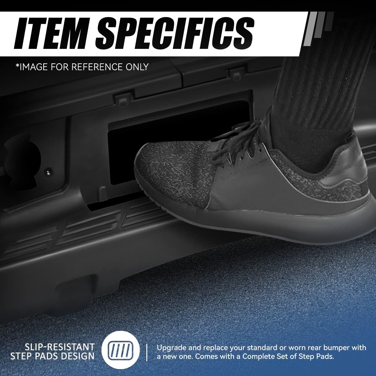 Auto Dynasty Agujeros para sensor de estacionamiento Protector de parachoques trasero con luces de matrícula compatible con Silverado Sierra 1500