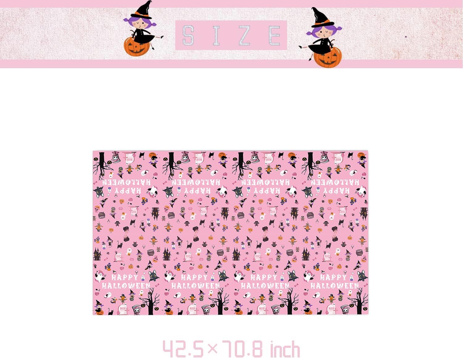 2 manteles desechables de Halloween 2023 con tema de bruja rosa, decoraciones de Halloween para niños, baby shower, mesa de Halloween de bruja rosa,
