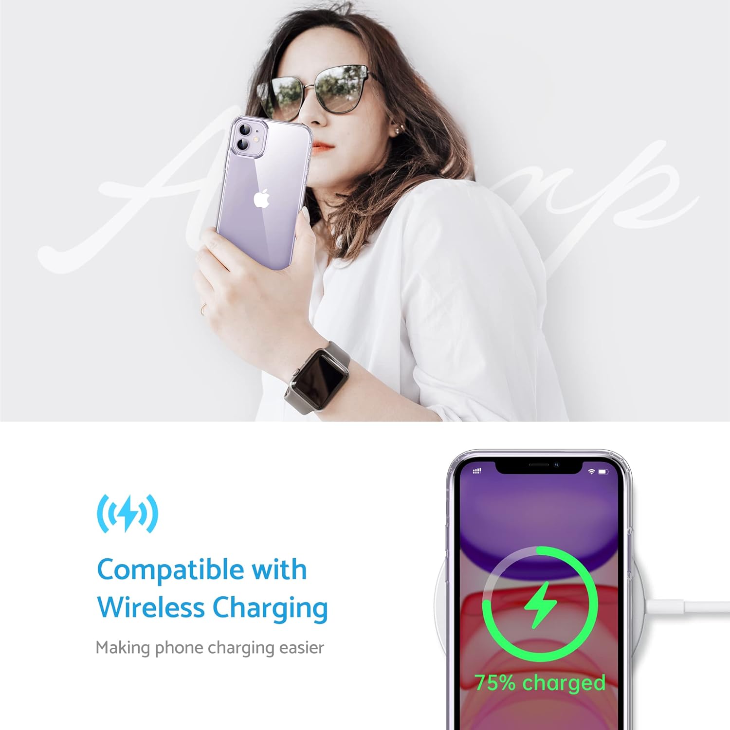 Anqrp Funda transparente diseñada para iPhone 11, compatible con carga inalámbrica, antiamarilleamiento, transparente, delgada, antiarañazos, para