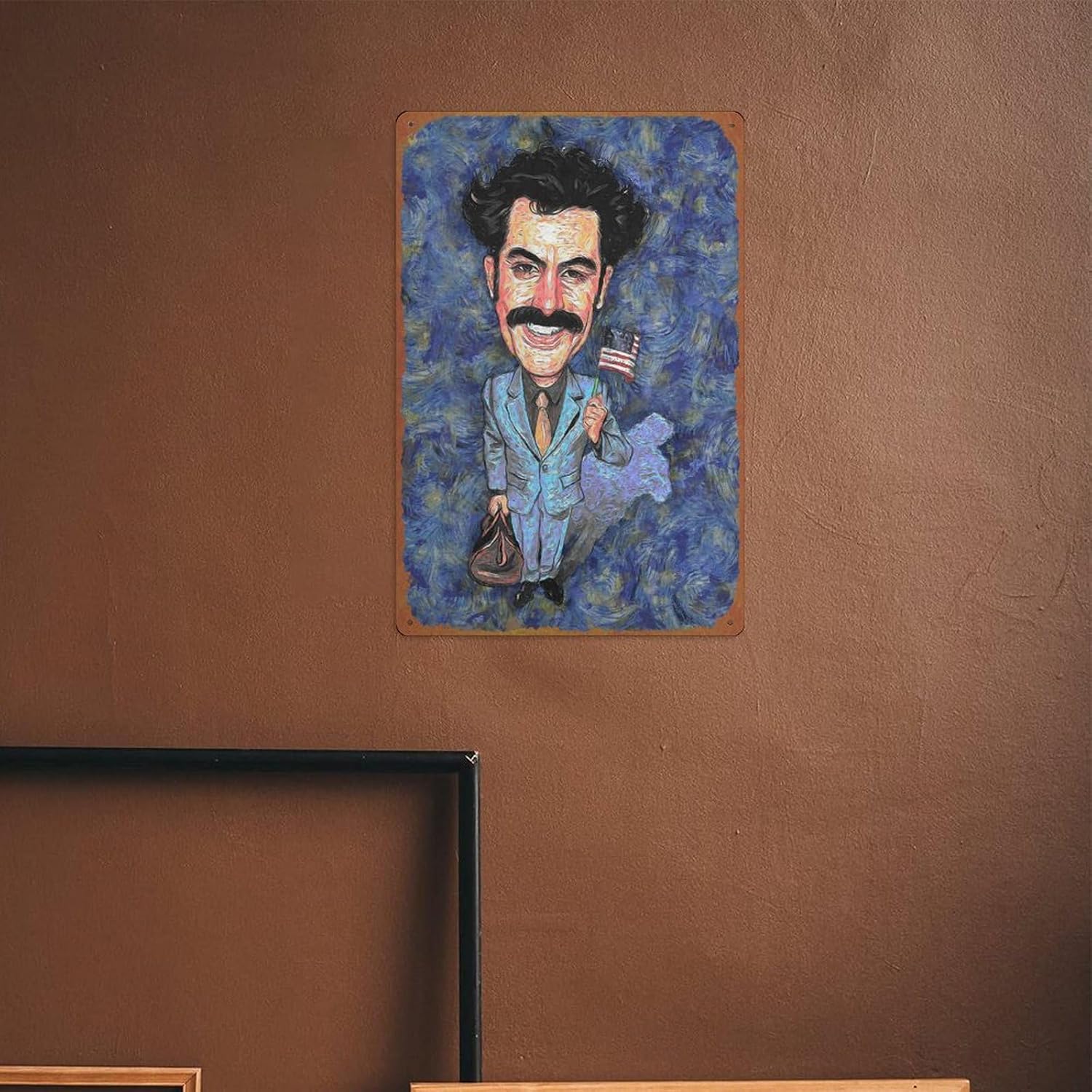 borat sagdiyev – Pósteres de película de lata, retro, de metal, para bar, pub, hogar, cafeterías, decoración de pared, 8 x 12 pulgadas (7.9 x 11.8