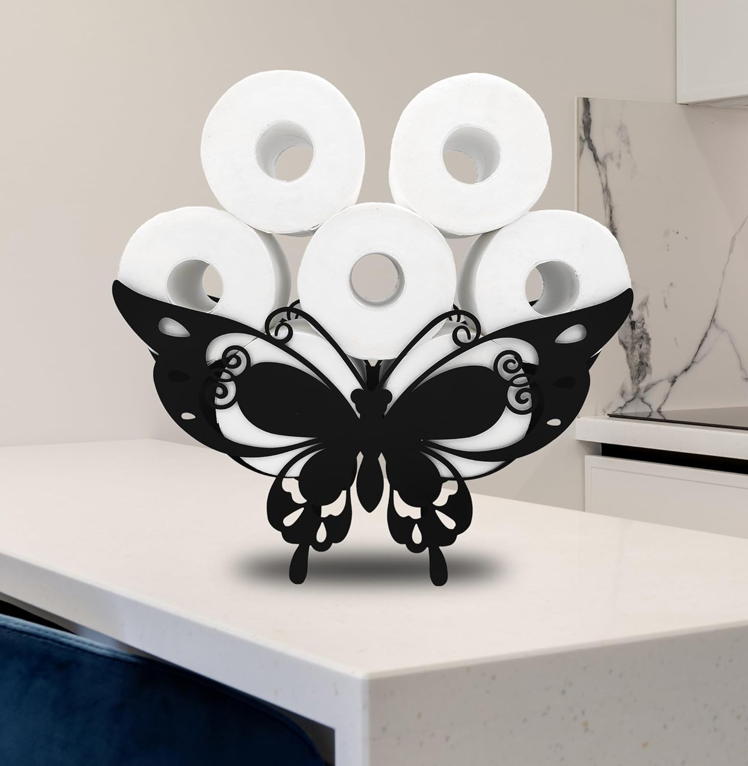 Divertido soporte de papel higiénico de mariposa, almacenamiento de animales para baño, almacenamiento de papel higiénico de animales de metal