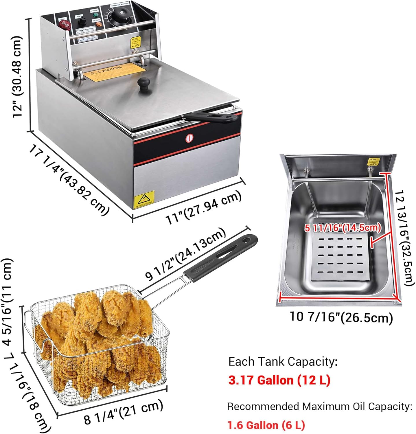WeChef freidora eléctrica de inmersión para encimera, con tapa, con tanque extraíble, para cocinar papas fritas, para el hogar, la cocina, para uso