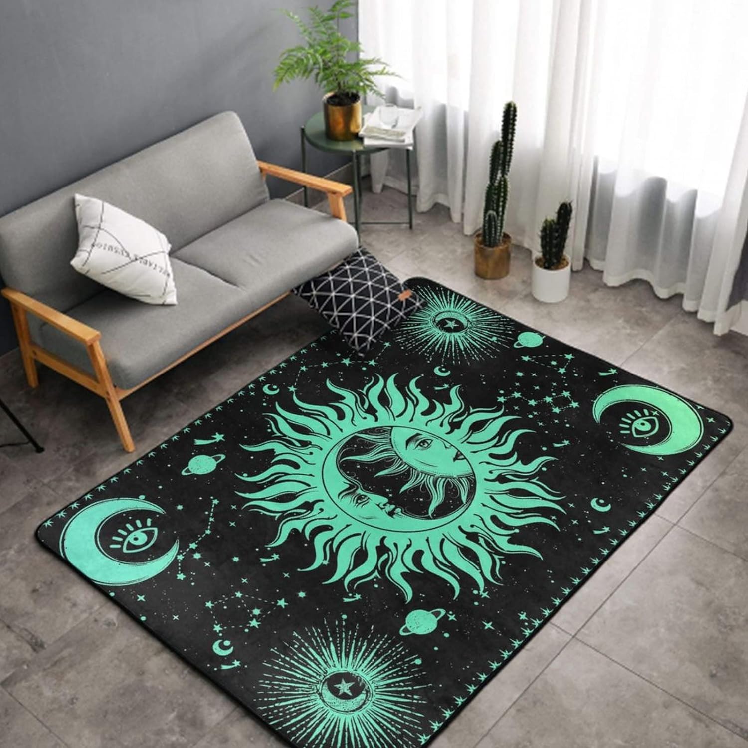 Alfombra de área ultra suave para puerta, alfombra gruesa y acogedora para sala de estar, dormitorio, oficina, alfombra de área a la moda, verde,