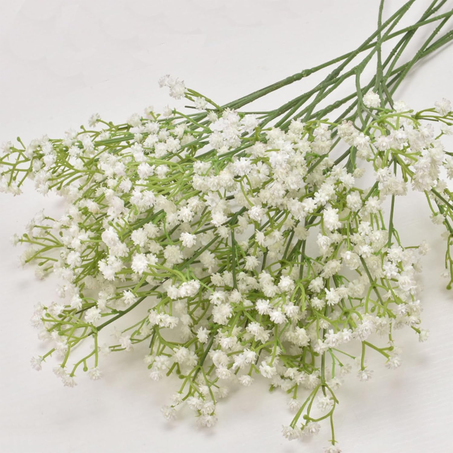 24 flores artificiales de aliento de bebé, flores de tacto real, ramo de flores falsas para bodas y decoración del hogar (blanco)