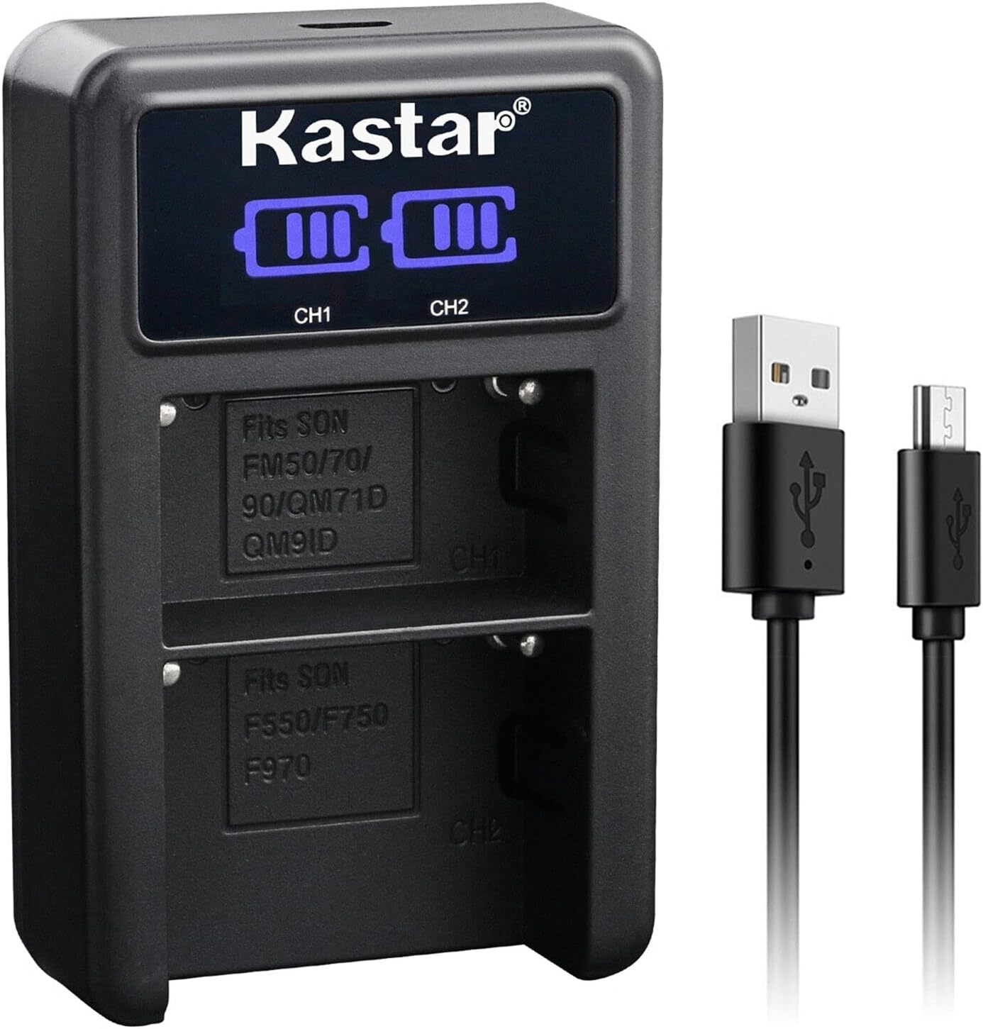 Kastar Cargador de batería USB NP-F570 LED2 compatible con Feelworld F5 Pro, F5 Pro V2, F5 Pro V3, S55, F6 Plus, FT6 FR6, F7 Pro, monitor de campo