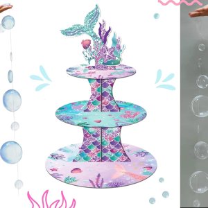 Soporte para tartas de sirena, soporte para cupcakes para cumpleaños de niños, soporte para cupcakes de sirena de 3 niveles, soporte para cupcakes Soporte para tartas de sirena, soporte para cupcakes para cumpleaños de niños, soporte para cupcakes de sirena de 3 niveles, soporte para cupcakes
