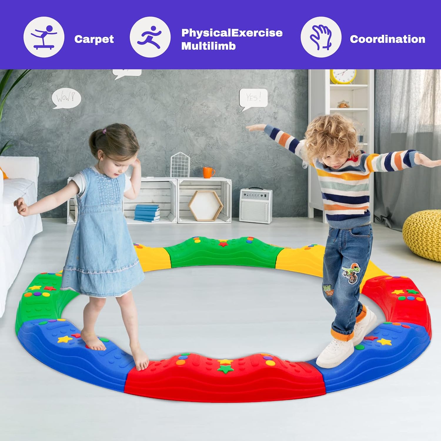 Juego de 8 piedras de equilibrio para niños, juego de 8 piedras de equilibrio para niños, bloques de equilibrio, carrera de obstáculos, interior y