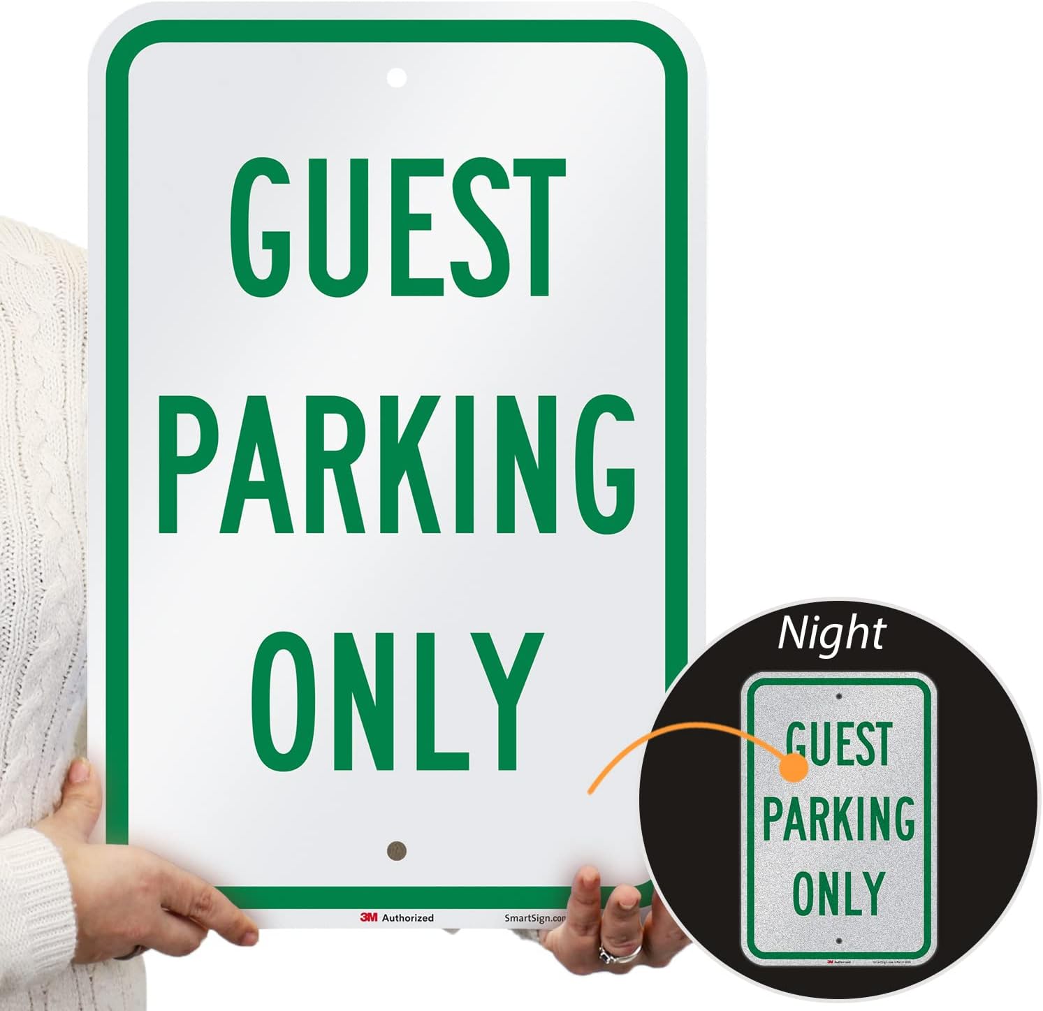 SmartSign Letrero de “Guest Parking Only”  12 x 18 pulgadas, aluminio reflectante de grado de ingeniero 3M